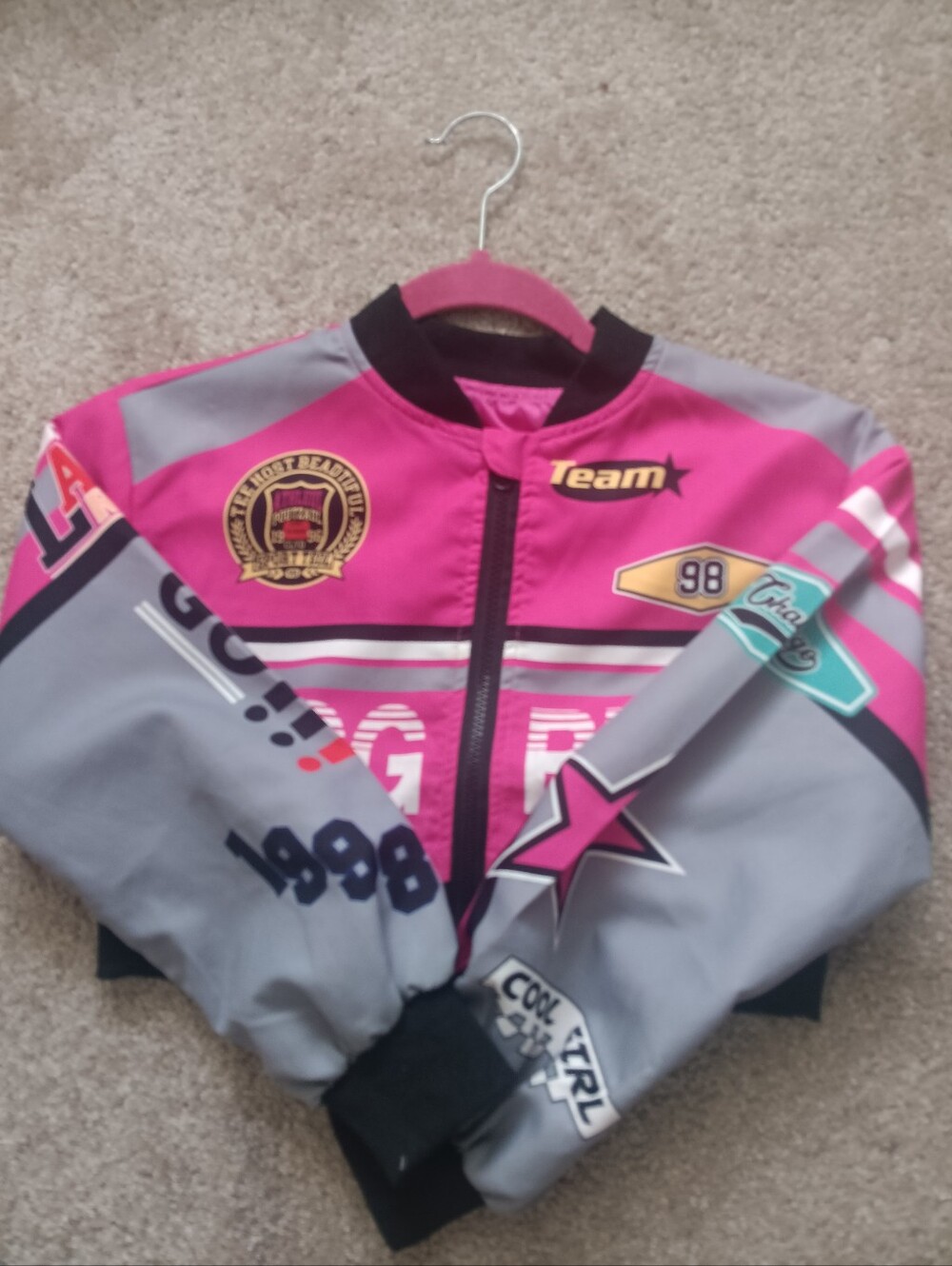 Kids' Pink & Gray Team Graphic Jacket - Brand